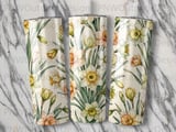 Daffodil Tumbler Sublimation Design, Watercolor Floral Seamless Wrap PNG, Spring Narcissus Flower 20oz Skinny Tumbler Digital thumbnail 7