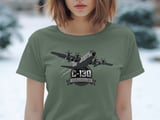 C-130 Hercules T-Shirt, Military Aircraft Gift for Veteran Dad, Air Force Crewneck Tee, Aviation Pilot Shirt, Patriotic Men's Gift thumbnail 3