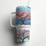 40oz Cherry Blossom Tumbler Wrap Design PNG | Full Wrap Sublimation Digital File for Spring Bloom Tumblers with Handle thumbnail 10