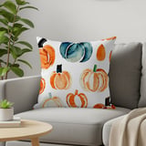 Watercolor Pumpkin Pattern Blanket, Autumn Decor Pillow, Fall Harvest Thanksgiving Throw, Decorative Home Accent, Farmhouse Cushion thumbnail 7