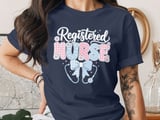 Registered Nurse Gingham Polka Dot T-Shirt with Stethoscope Bow thumbnail 6