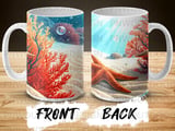 Vibrant Coral Reef Mug Sublimation Wrap for 11oz 15oz Mugs, Underwater Ocean Digital Design, Marine Life PNG Art File thumbnail 9