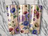 Chrysanthemum Floral Tumbler Sublimation PNG Seamless Wrap 20oz Skinny Digital Design File with Free Car Coasters thumbnail 7