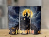 Personalized Halloween Tumbler, Spooky Haunted House Tumblers, Name Tumbler, Halloween Party Tumbler, Unique Tumblers, Autumn Gifts thumbnail 5