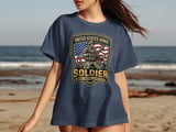 US Army Soldier T-Shirt, Patriotic Military Veteran Gift, Honor Courage Commitment Tee, American Flag Army Supporter Shirt thumbnail 6