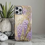 Wisteria Tough Phone Case Stained Glass Floral Art Nouveau Botanical Mosaic Flower Cover Aesthetic Cottagecore Gift for Her Nature Lover thumbnail 1