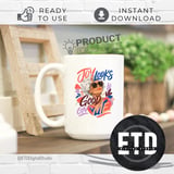 Joy Looks Good On Me PNG Sublimation Design, Confident Woman Digital File, Empowered Lady Curly Hair Graphic Tee & Mug Art thumbnail 4
