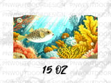 Vibrant Pufferfish Coral Reef Mug Wrap, Tropical Underwater Ocean Scene Gift, 11oz 15oz Sublimation Digital Download thumbnail 14