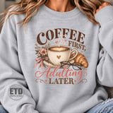 Coffee First Adulting Later PNG, Cozy Coffee Lover Sublimation Design, Funny Latte & Croissant Morning Quote Graphic for Mugs and Shirts thumbnail 20