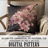 Cherry Blossom Tumbler Design, Floral Tumbler Png, Watercolor Flowers Digital Paper, Junk Journal Pages, Pink Floral Background, Digital thumbnail 5