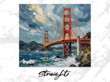 Golden Gate Bridge Tumbler Wrap: San Francisco Landmark, Artistic, 20oz Sublimation Design, Commercial License PNG thumbnail 4