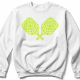 Pickleball Gildan Crewneck Sweatshirt, Crossed Paddles Ball Pattern Graphic, Court Warm Up Apparel thumbnail 2