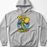 Pickleball Gildan Fleece Hoodie, Dill With It Funny Pickleball Character, Cozy Winter Court Pullover thumbnail 2