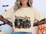Boo Meow Boo Halloween Cats T-Shirt thumbnail 1