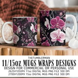 Orchid Tumbler Design, Floral Digital Paper, Watercolor Flower Background, Printable Tumbler Png, Junk Journal Paper, Digital Scrapbooking thumbnail 4