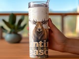 Hunting Season Moose 20oz Tumbler Wrap, Autumn Deer Design, Fall Leaves Tumbler, Wildlife Lover Gift, Outdoorsman Present thumbnail 3