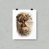 Black Woman Art Framed Poster, Rooted and Rising African Wall Art Print, Boho Melanin Wall Decor, Afrocentric Heritage Botanical Poster thumbnail 10