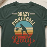 Pickleball Sport-Tek Performance Tee, Crazy Pickleball Lady Silhouette, Moisture-Wicking Court Apparel thumbnail 5