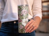 Floral Leopard 20oz Tumbler Wrap, Pink Roses Tumbler Design, Animal Print Tumbler PNG, Elegant Tumbler, Girly Tumbler, Digital Download thumbnail 3
