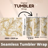 Gold Floral Tumbler Design, Digital Paper, Junk Journal Printable, Gold Flowers PNG, Watercolor Backgrounds, Scrapbook Paper thumbnail 7