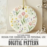 Digital Floral Pattern, Watercolor Flowers, Tulips, Daisies, Lavender, Forget Me Nots, Spring Flower Design, Digital Bundle Pattern thumbnail 3