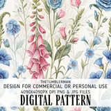 Serene Wildflower Watercolor Digital Art Size Bundle Png thumbnail 2
