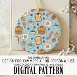 Digital Pattern, Breakfast Food Bundle, Cute Food Illustration, Seamless Kawaii Pattern, Foodie Pattern, Digital Paper, Commercial Use OK thumbnail 3