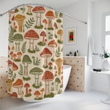 Woodland Fungi Block Print Shower Curtain thumbnail 2