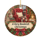 Bookish Christmas Ornament, Cozy Book Lover Holiday Decor, Reading Nook Cat Library Bookworm Tree Charm, Literary Gift for Readers thumbnail 3