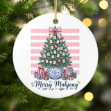 Merry Mahjong Christmas Ornament, Preppy Chinoiserie Tree Holiday Ornament, Mahjong Player Gift, Grandmillennial Game Night Keepsake Decor thumbnail 3