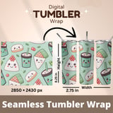 Kawaii Sushi & Boba Tea Pattern Digital Size Bundle Png thumbnail 7
