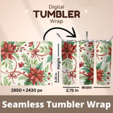 Poinsettia Tumbler, Watercolor Flower Digital Papers, Floral Junk Journal, Christmas Digital Paper, Printable Poinsettia Tumbler PNG thumbnail 7