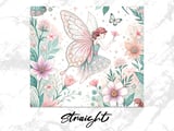 Floral Fairy 20oz Seamless Tumbler Wrap Digital, Watercolor Flowers, Fantasy Girl, Elegant Tumbler Design, Sublimation, Instant Download thumbnail 4