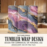 20 oz Skinny Tumbler Wrap, Geode Sublimation Design, Straight and Tapered, Digital Download, Tumbler, Glittering Gold Veins, Resin Art thumbnail 1