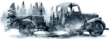 40oz Tumbler Wrap PNG Digital, Vintage Truck Sublimation Design, Misty Forest Landscape, Classic Car & Pine Tree Road Art for Dad Gift thumbnail 14