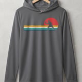 Pickleball Sport-Tek Performance Hood, Vintage Retro Sunset Stripes Player Silhouette, Lightweight Hoodie thumbnail 5