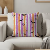 Halloween Bat Pillow Cover & Table Runner, Spooky Distressed Purple Orange Stripe Star Fall Decor, Whimsical Home Decor thumbnail 3