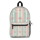 Coquette Bow Pastel Striped Backpack, Cute Pink Bows Spiral Notebook, Romantic Aesthetic Accessory Pouch, Kawaii Girl Gift thumbnail 7