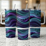 40oz Tumbler Wrap, Seamless Distressed Tapered PNG, Motion Illusion Wavy Design, Forest Silhouettes Digital Download thumbnail 3