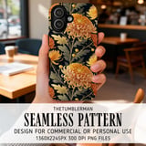 Golden Chrysanthemum Tumbler Design, Watercolor Flowers PNG, Digital Paper Pack, Floral Backgrounds, Junk Journal Pages, Printable Art thumbnail 6