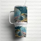 40oz Tumbler Sublimation Wrap Seamless Underwater Coral Reef Fish Design Distressed Marine Digital Download for Tapered Tumblers thumbnail 16