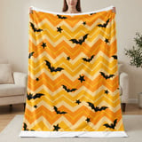 Cute Halloween Bat Chevron Woven Blanket, Soft Velveteen Throw, Spooky Stars Pillow Cover, Orange & Yellow Fall Decor thumbnail 18