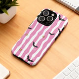 Distressed Pink Stripe Bat Phone Case | Spooky Cute Goth Kawaii Bat Pattern Tote Bag | Y2K Aesthetic Gift thumbnail 12