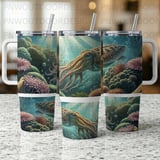 Cuttlefish Sublimation Wrap 40oz Tumbler Digital Design, Ocean Life Seamless PNG, Marine Animal Under Sea Art Distressed Wrap thumbnail 10