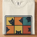Retro Peeking Cats T-Shirt, Vintage Cat Lover Sweatshirt, Cute Kitty Tee, Funny Cat Mom Gift Shirt for Pet Owners thumbnail 5