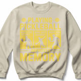Pickleball Gildan Crewneck Sweatshirt, Playing Pickleball What's The Score Who Just Served Improves Memory, Court Warm Up thumbnail 6