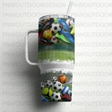 40oz Tumbler Sublimation PNG, Soccer Balls Cleats Distressed Design, Seamless Digital Wrap, Add Name for Personalization, Free Car Coasters thumbnail 4