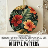 Tropical Floral Tumbler Design, Digital Paper Pack, Hibiscus Flower Backgrounds, Colorful Flowers, Printable Png for Sublimation thumbnail 3