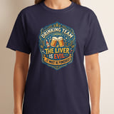 Drinking Team T-Shirt, Funny Beer Lover Gift, 'The Liver Is Evil' Punished Liver Graphic Tee, Bar Humor College Party Shirt for Him thumbnail 5