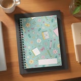 Cute Floral School Supplies Pattern Backpack, Aesthetic Teacher Student Notebook, Cottagecore Flower Print Spiral Notebook thumbnail 2